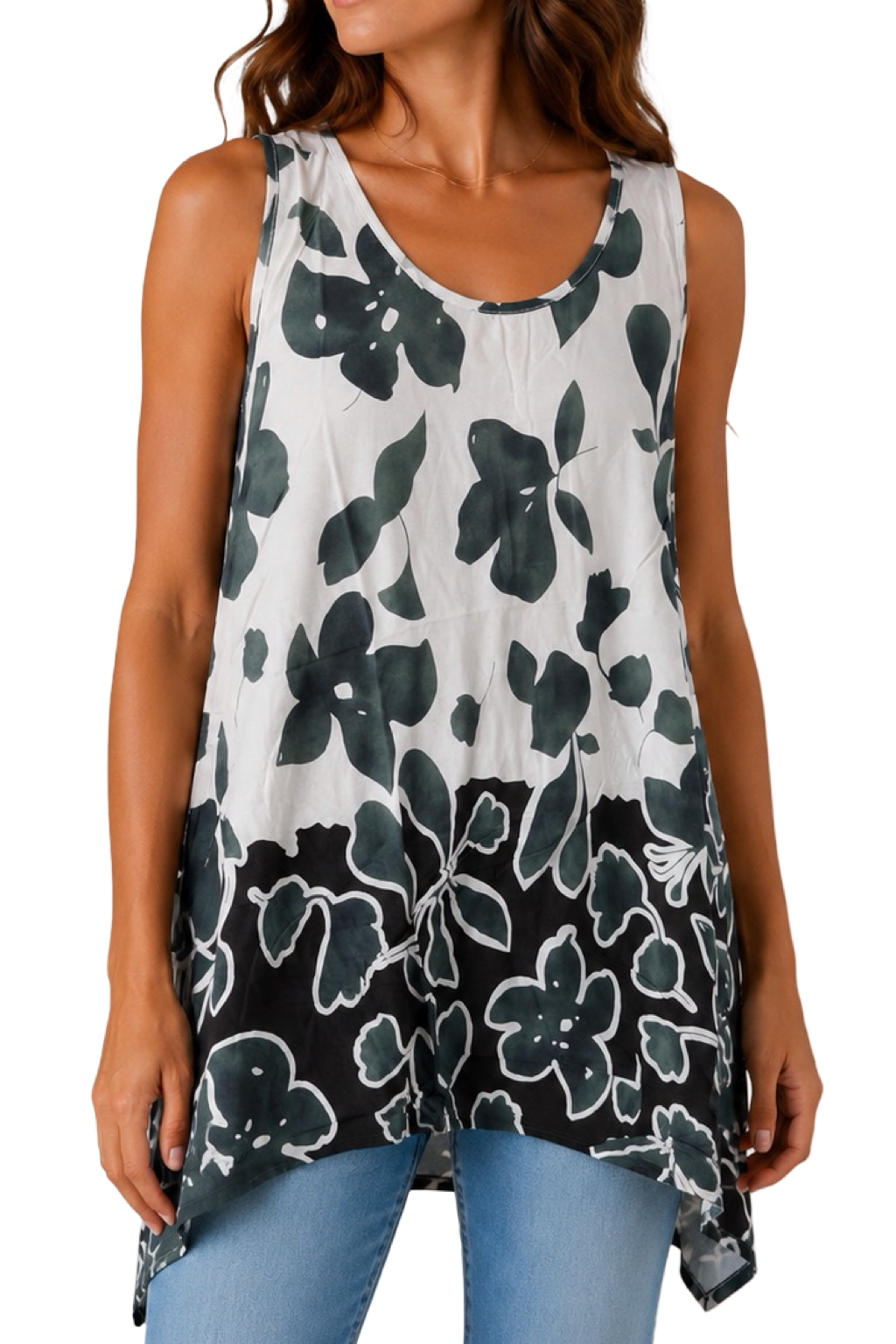Blusa giro maniche floreale