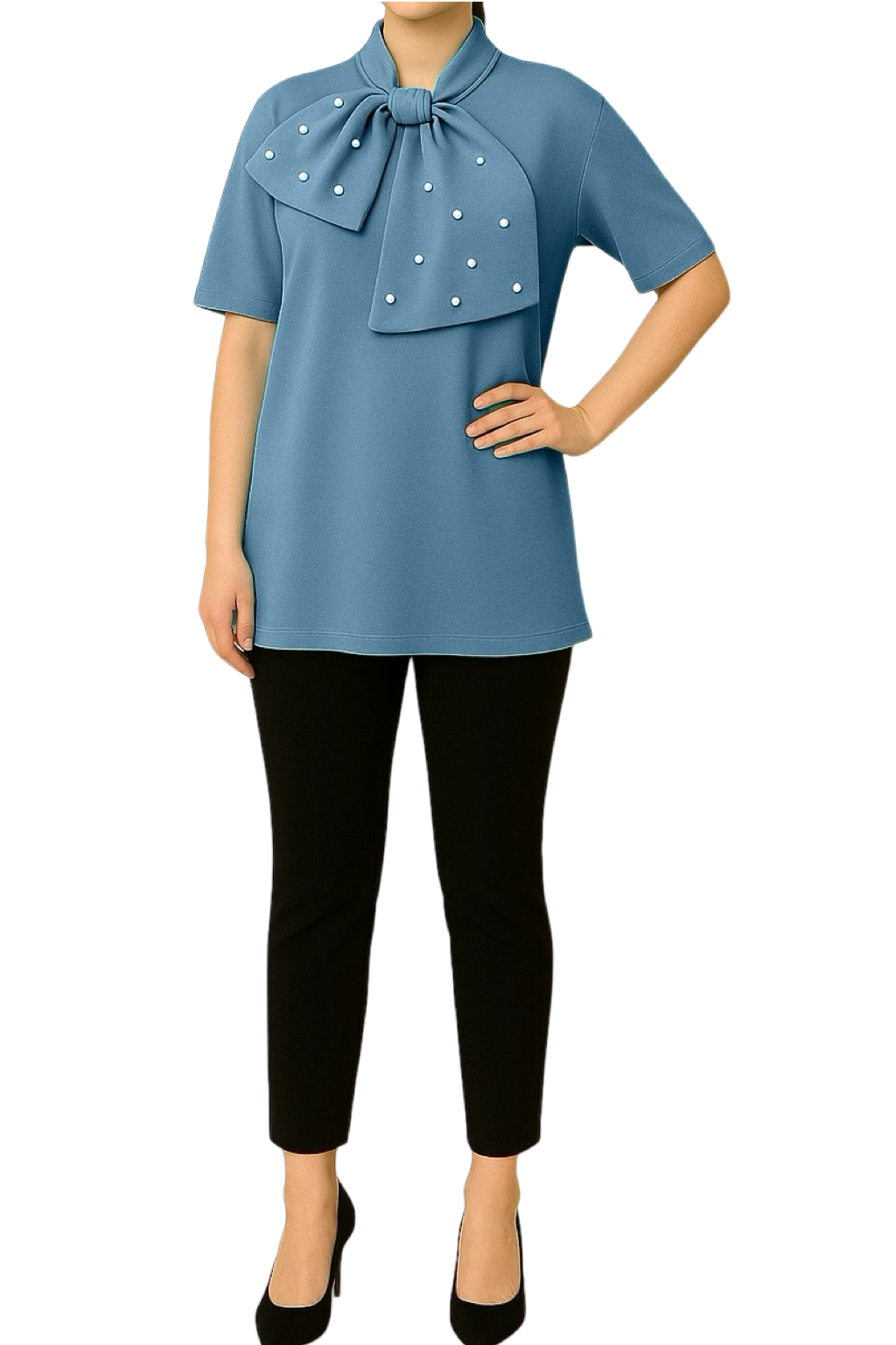 Blusa con Fiocco e Perline