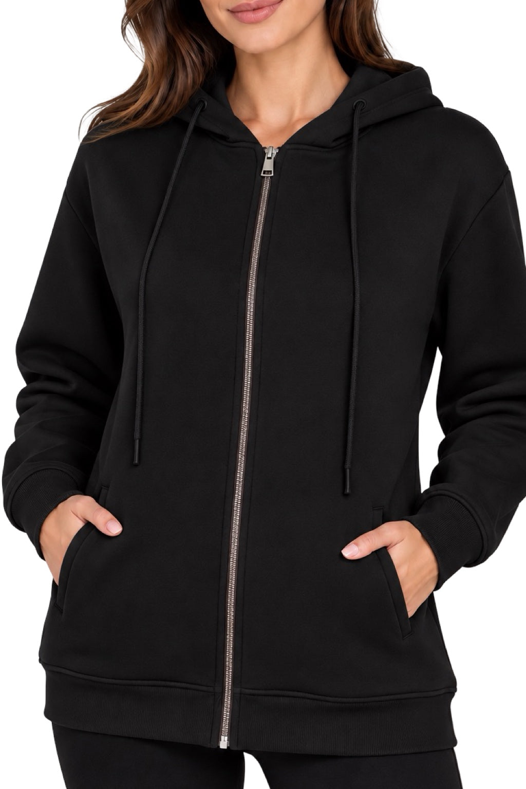 Felpa con zip e cappuccio Donna