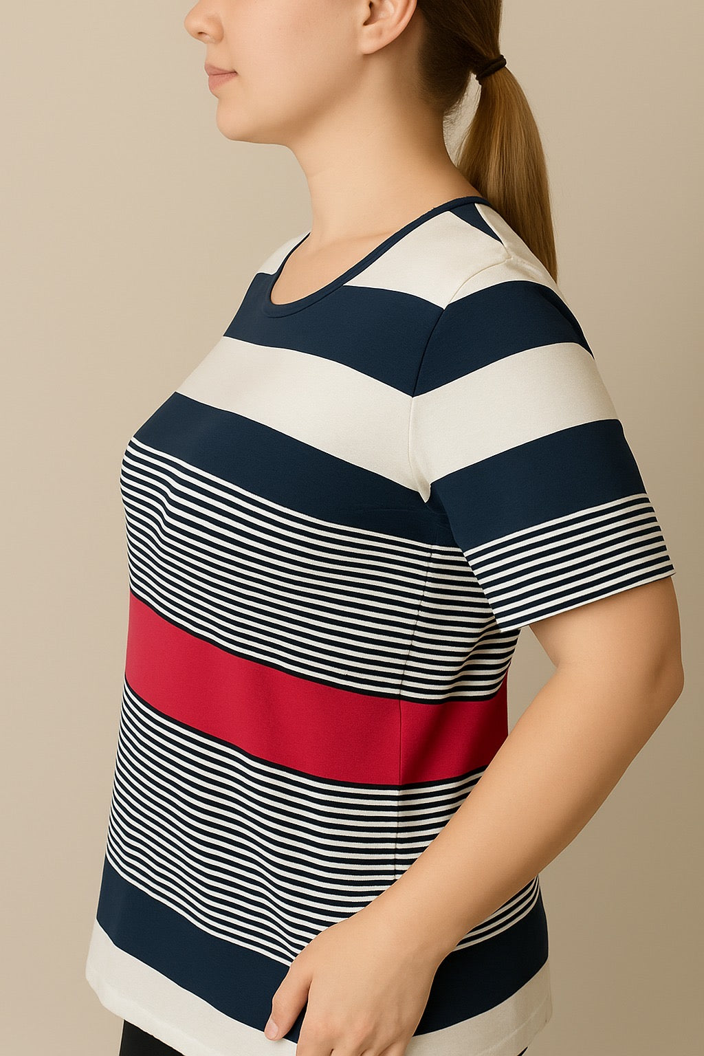 T-Shirt Righe Marca-BLUOLTRE
