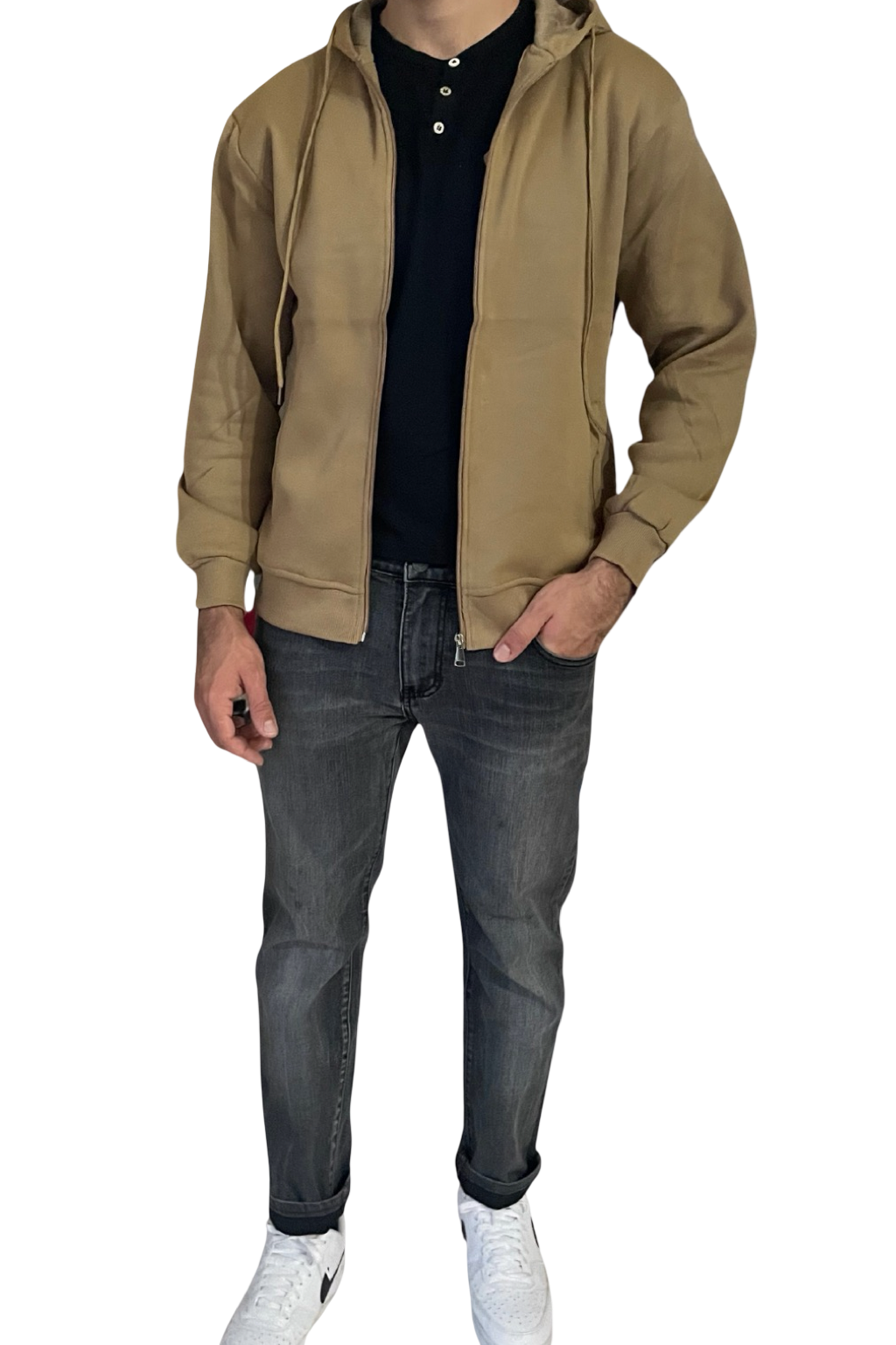 Felpa uomo con zip e cappuccio