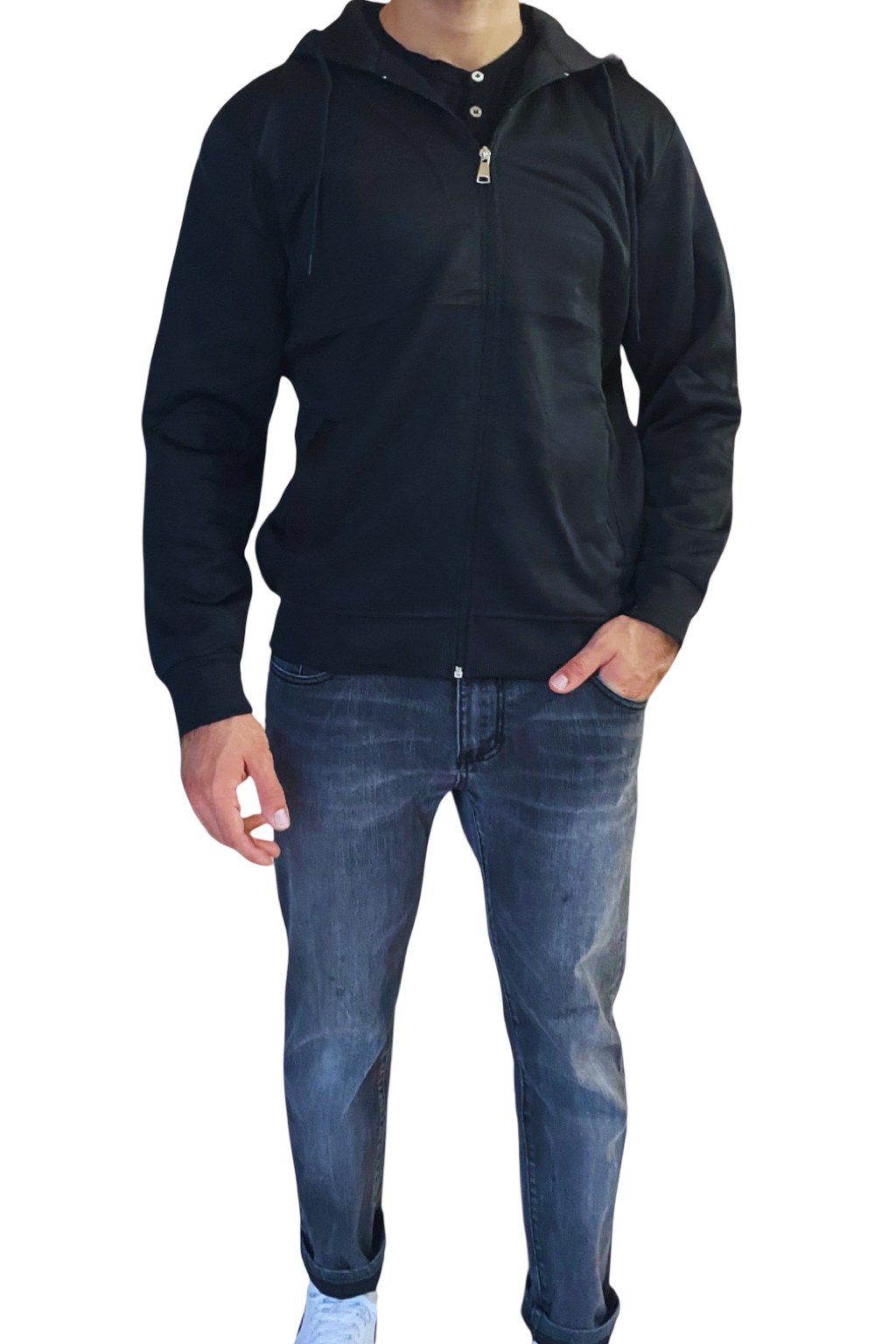 Felpa uomo con zip e cappuccio