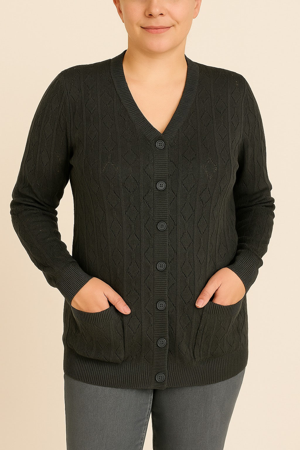 Cardigan Sbucato con Tasche