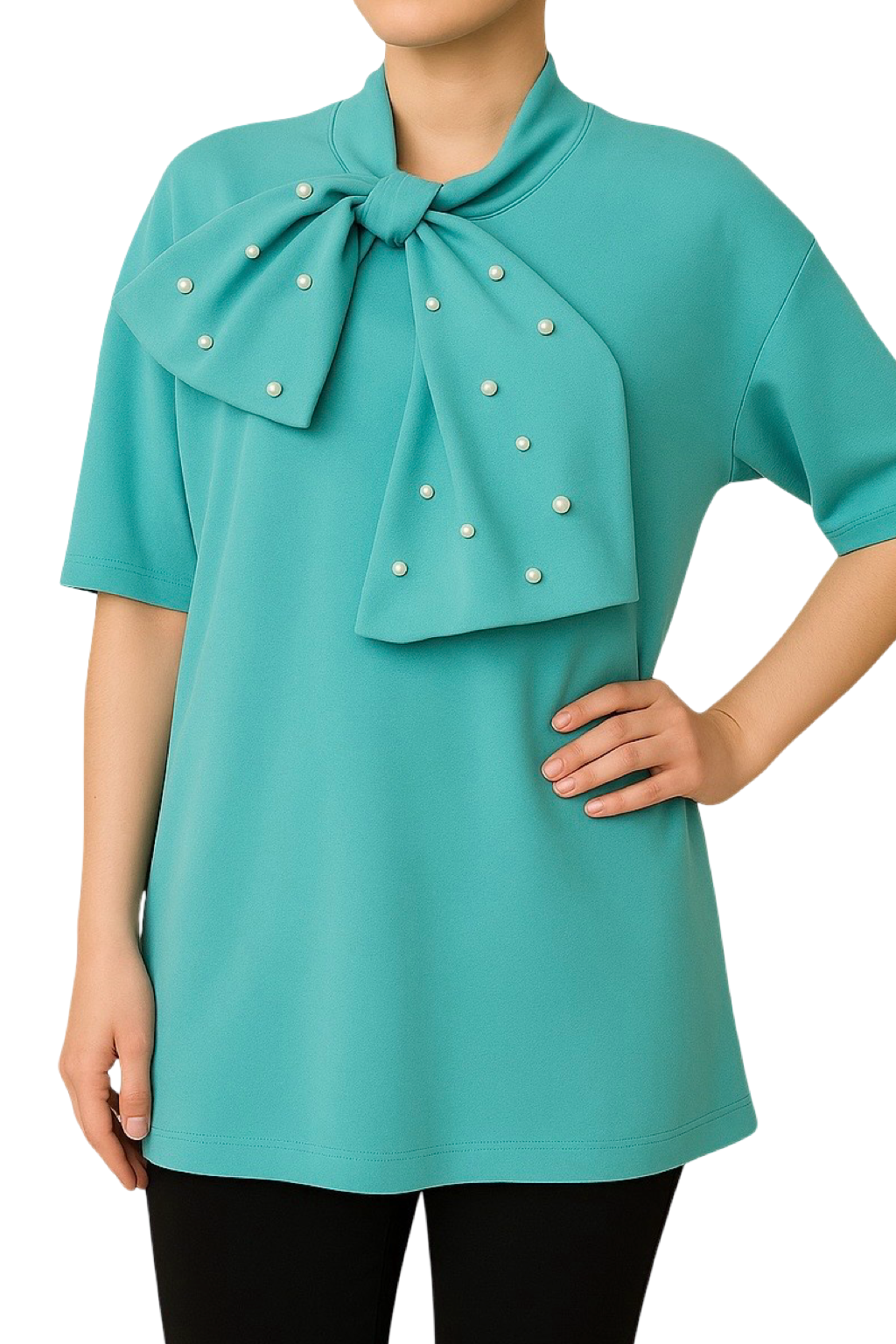 Blusa con Fiocco e Perline