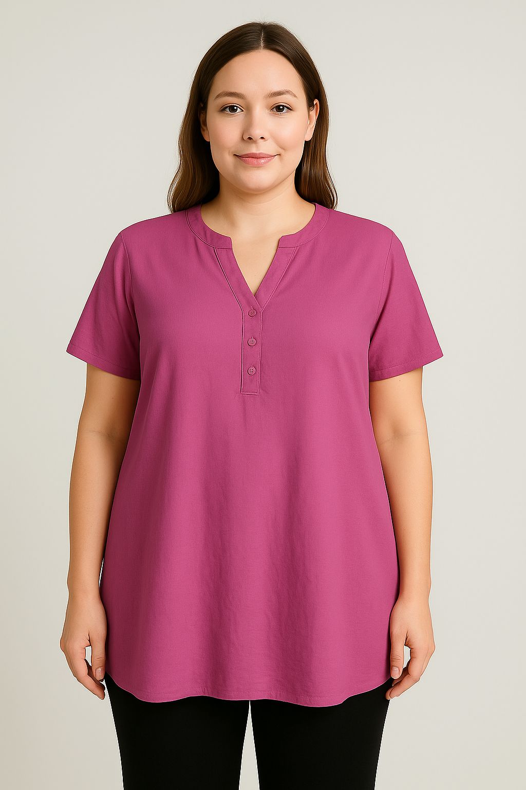 Blusa tinta unita scollo coreana