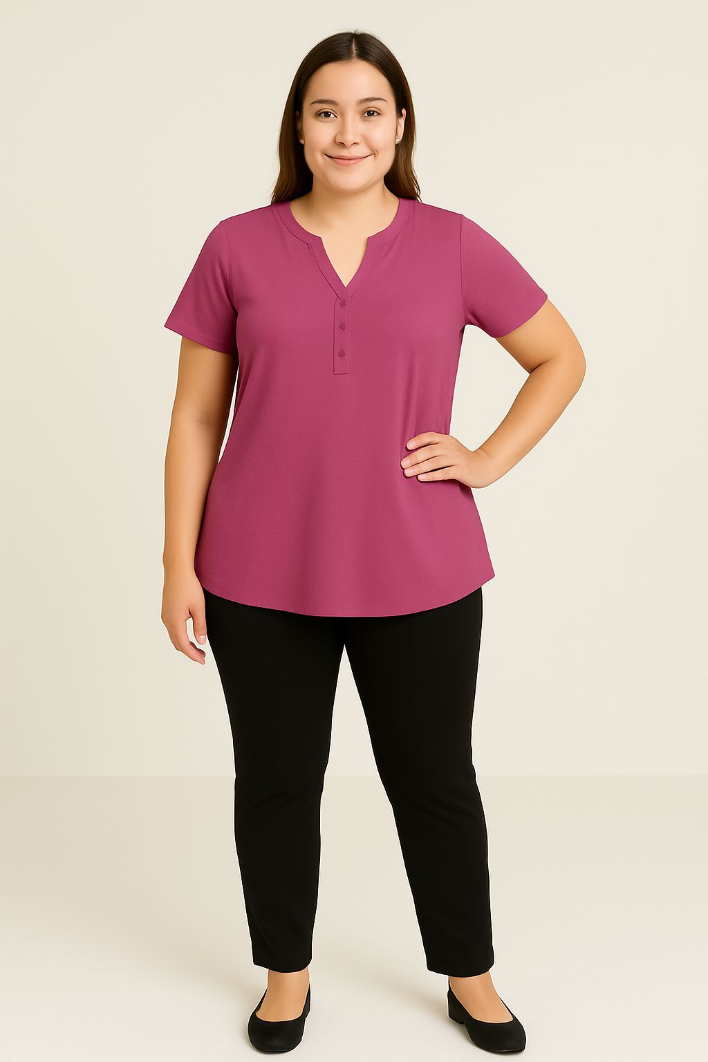 Blusa tinta unita scollo coreana