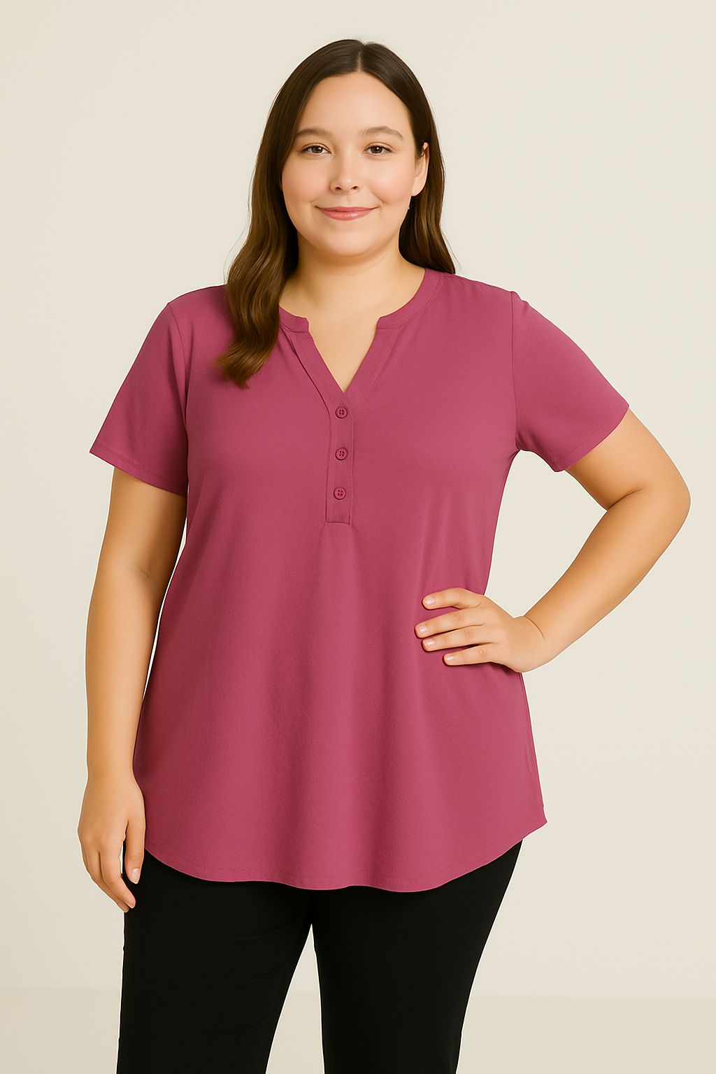 Blusa tinta unita scollo coreana