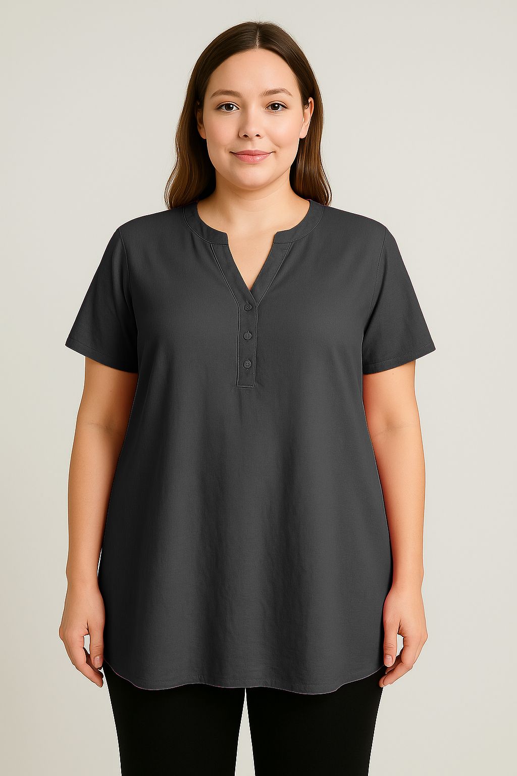 Blusa tinta unita scollo coreana