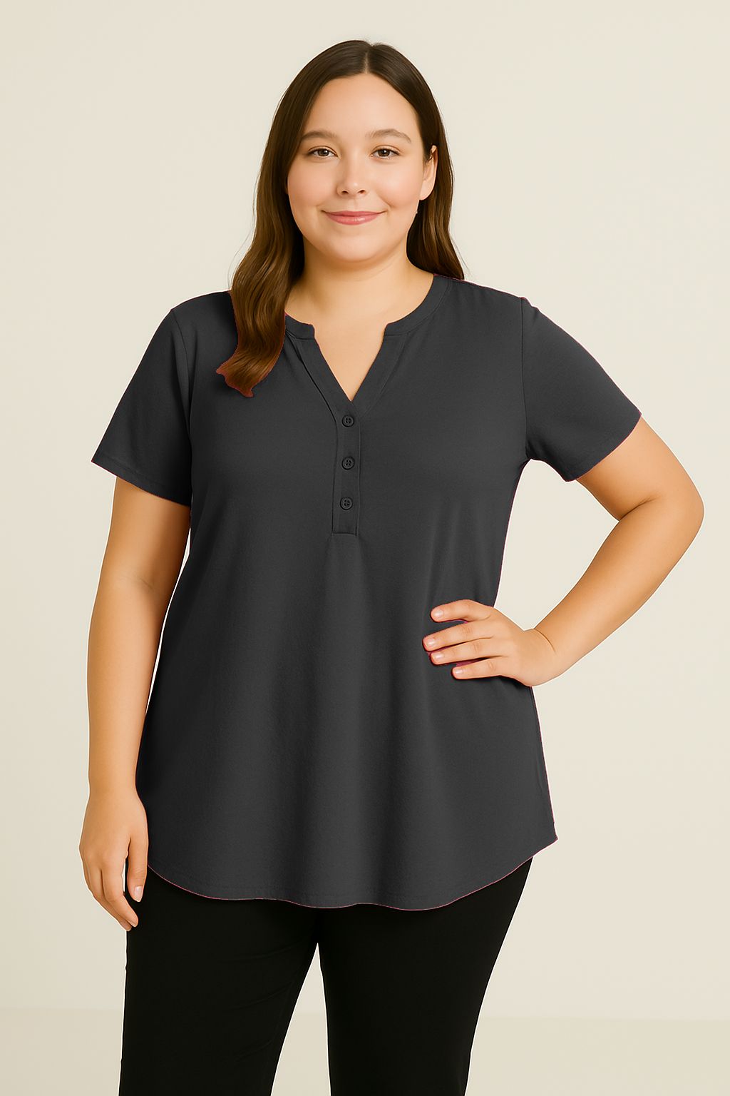 Blusa tinta unita scollo coreana