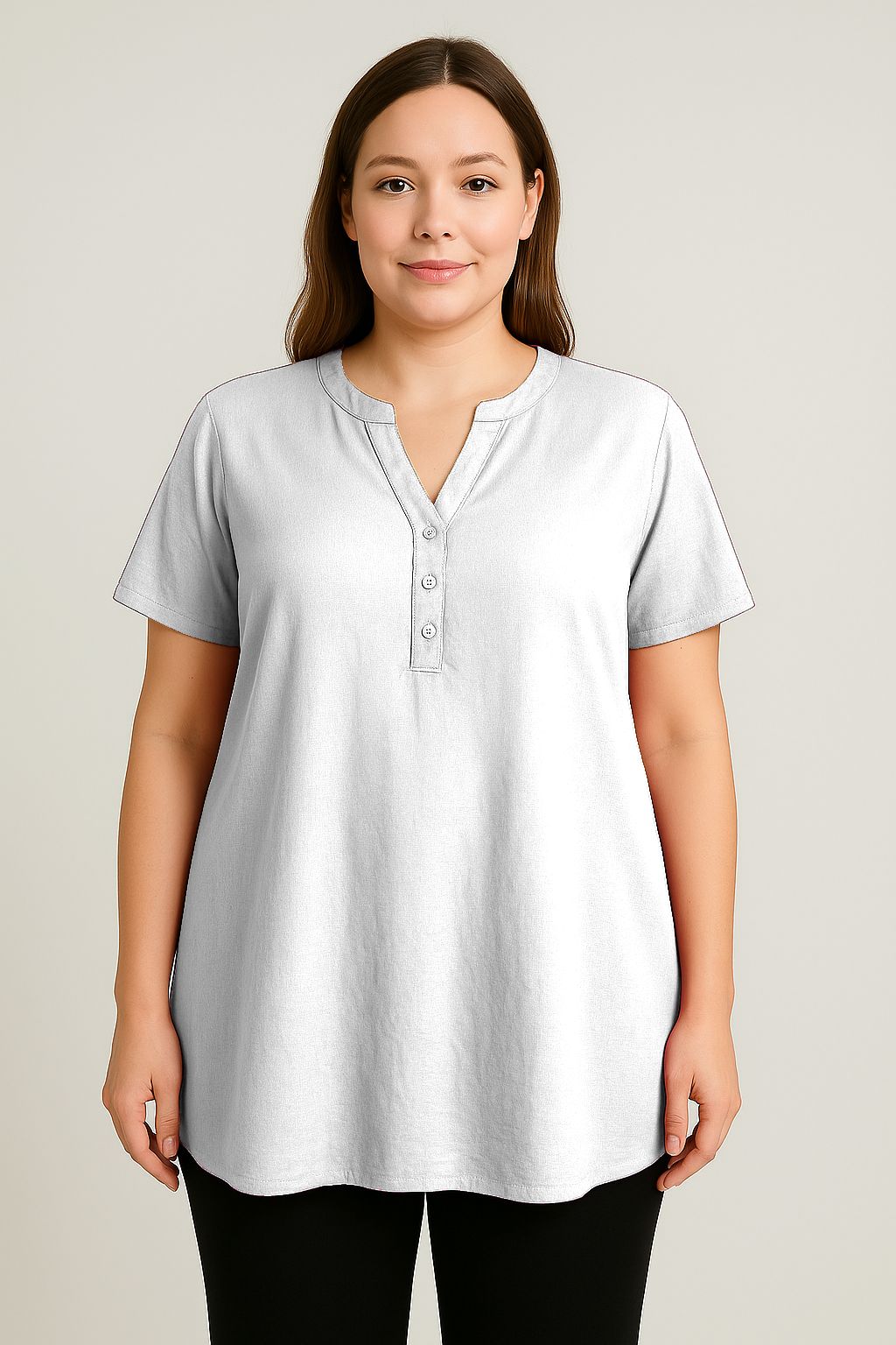 Blusa tinta unita scollo coreana