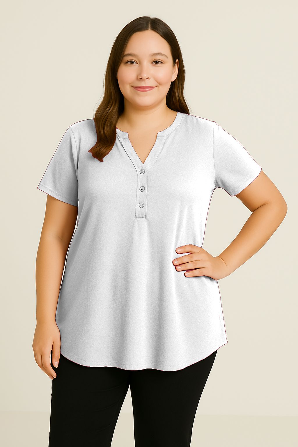 Blusa tinta unita scollo coreana