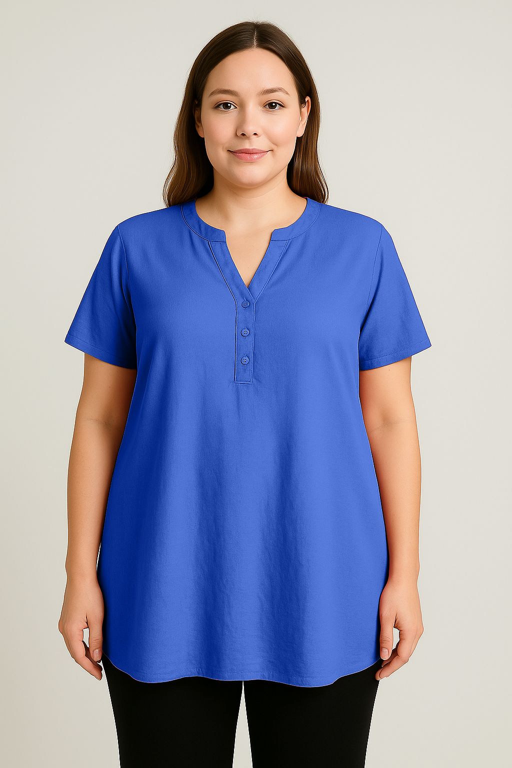 Blusa tinta unita scollo coreana