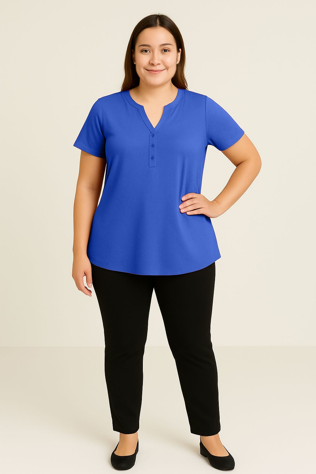 Blusa tinta unita scollo coreana