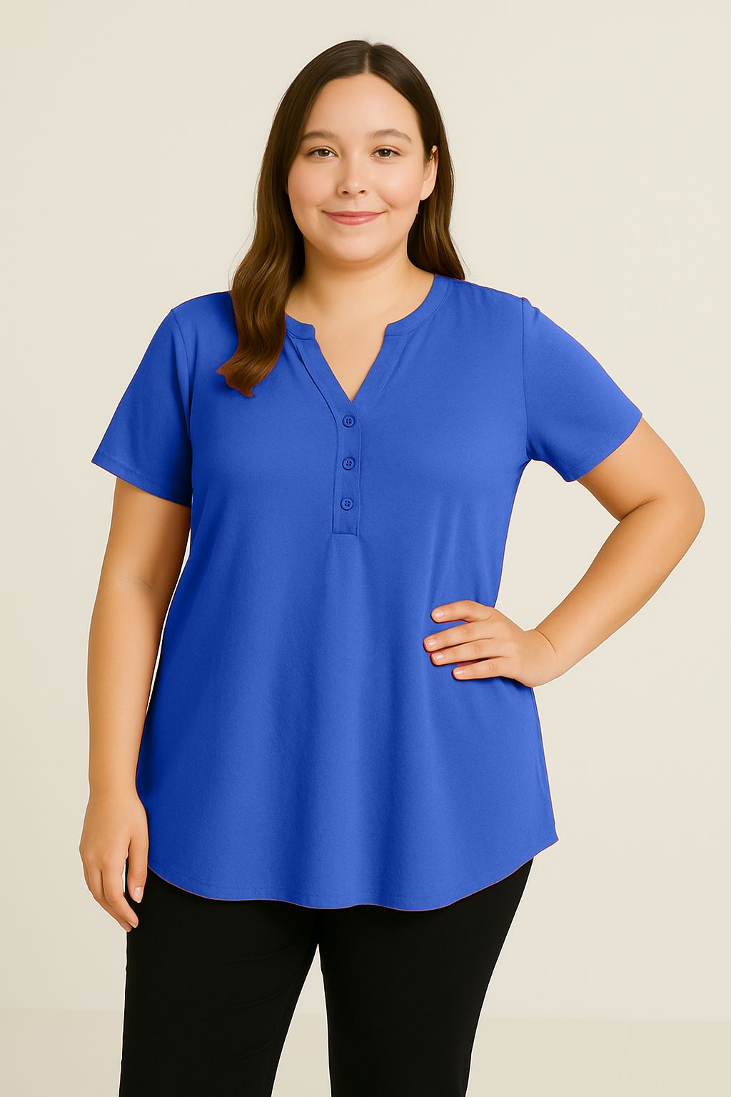 Blusa tinta unita scollo coreana
