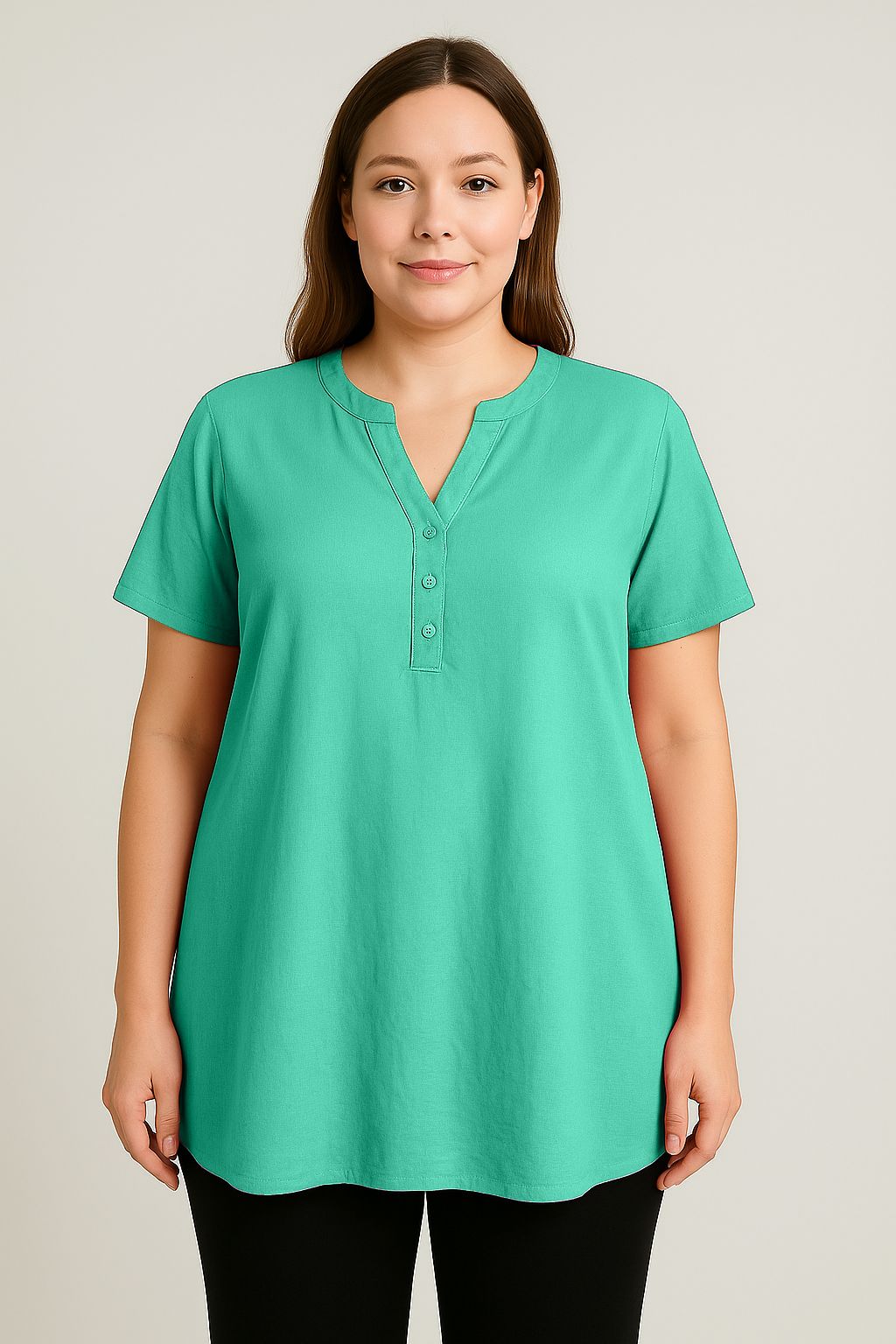 Blusa tinta unita scollo coreana