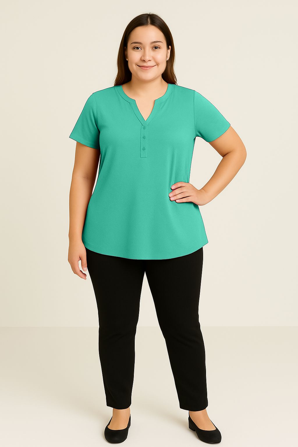 Blusa tinta unita scollo coreana