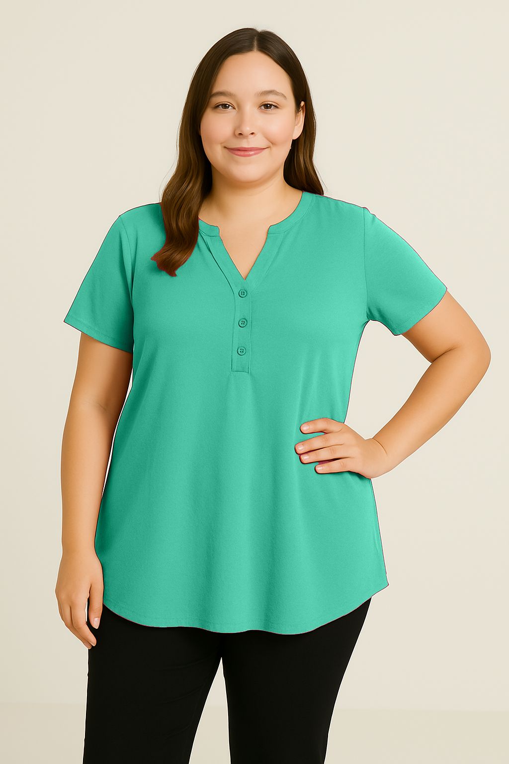 Blusa tinta unita scollo coreana