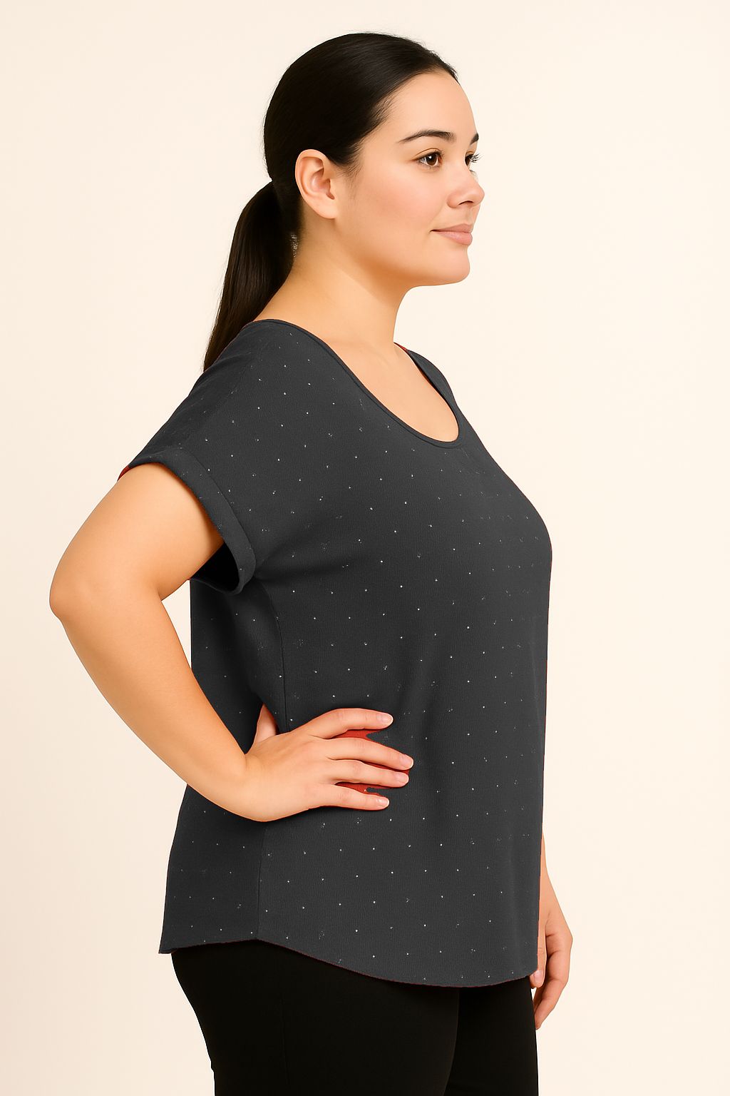 Maglia tinta unita brillantini