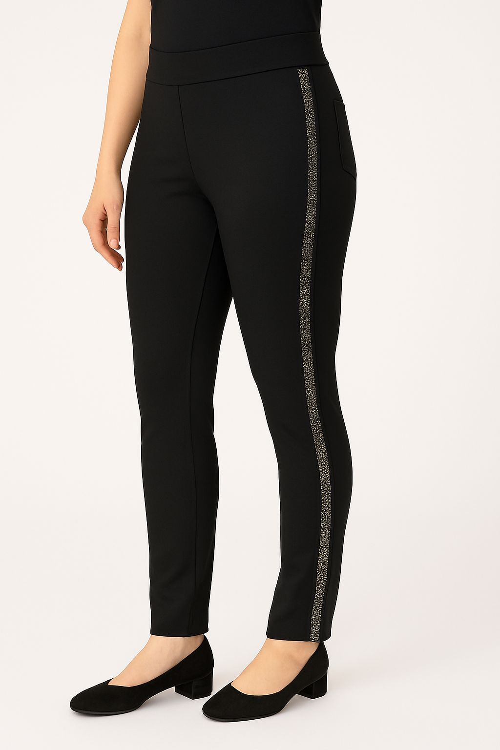 Pantalone riga brillantini