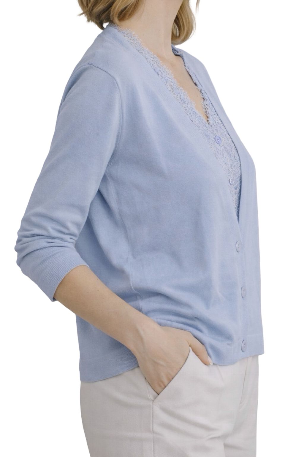 Cardigan con Sottomaglia in Pizzo