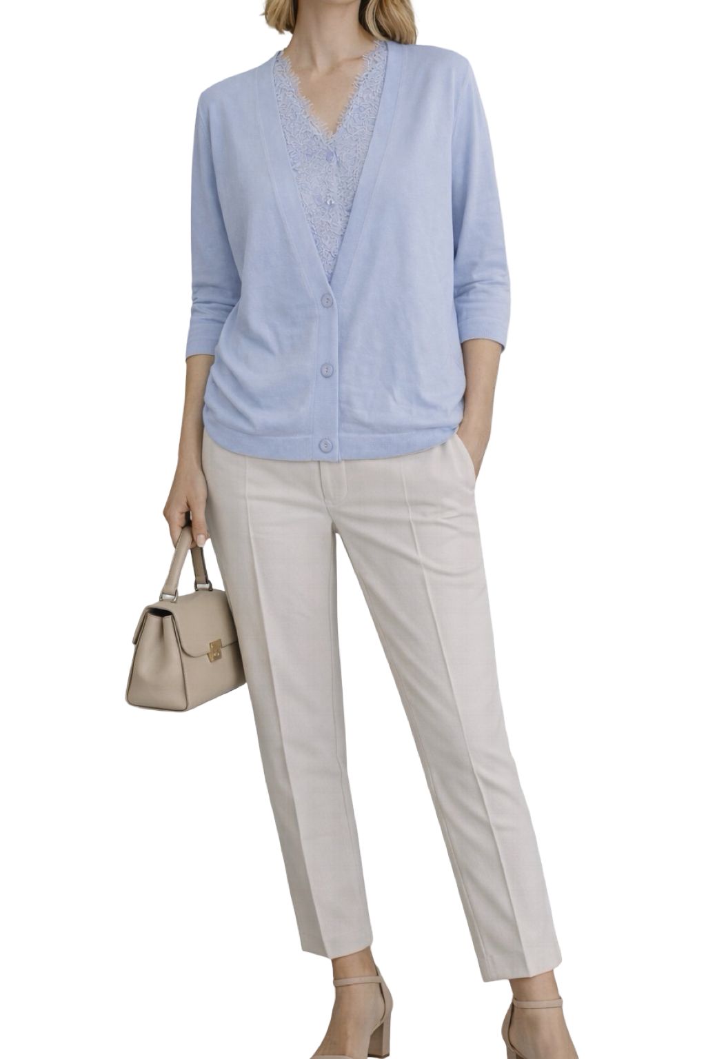 Cardigan con Sottomaglia in Pizzo