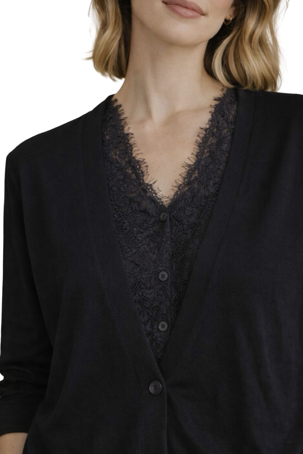 Cardigan con Sottomaglia in Pizzo