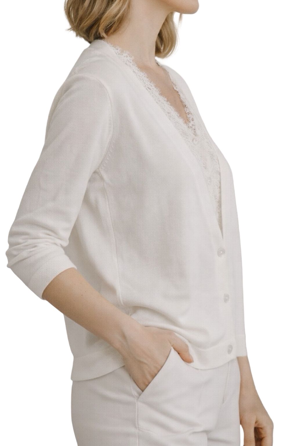 Cardigan con Sottomaglia in Pizzo