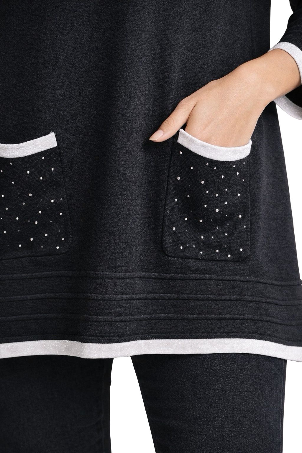 Maglia Lunga Brillantini su Tasche