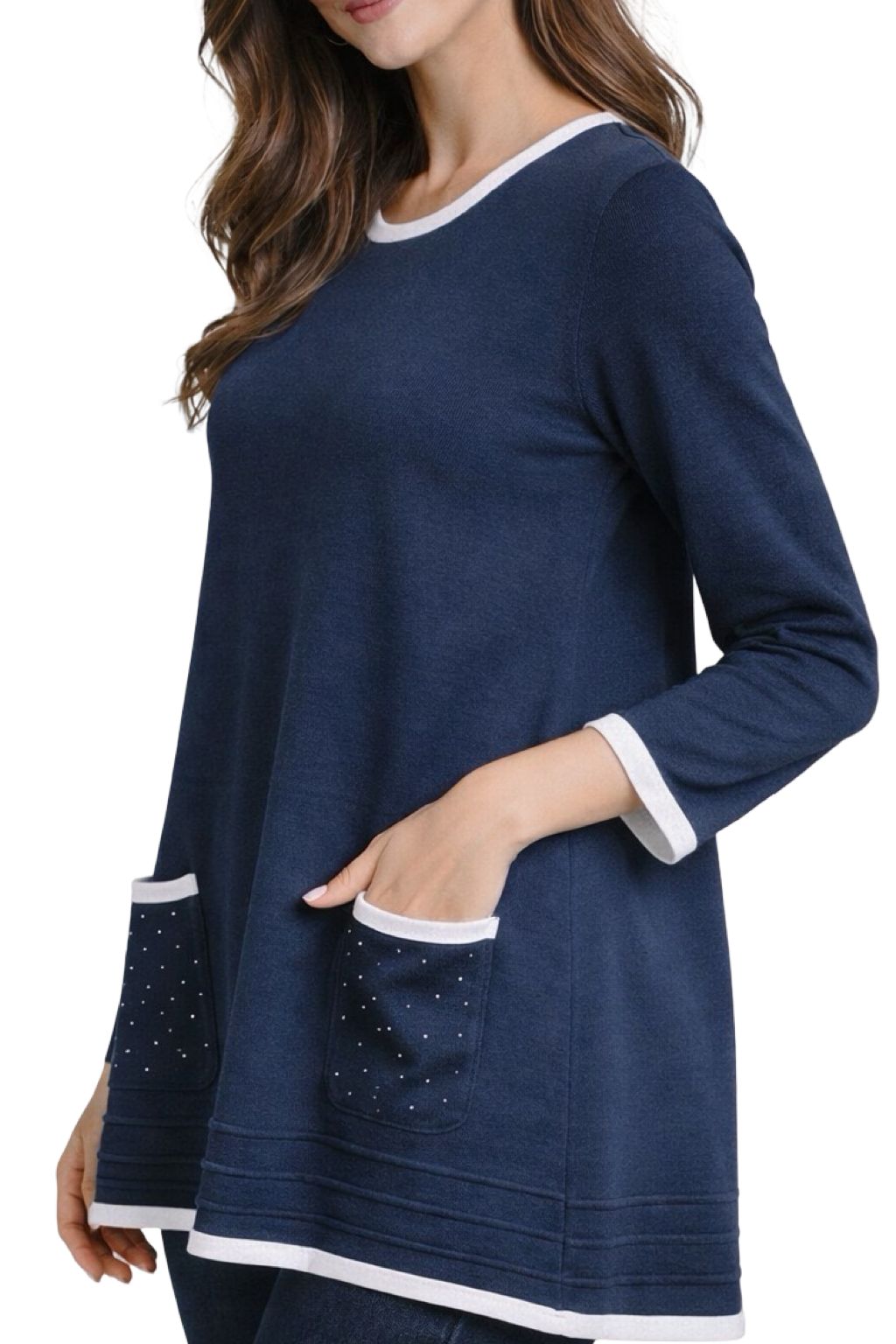 Maglia Lunga Brillantini su Tasche