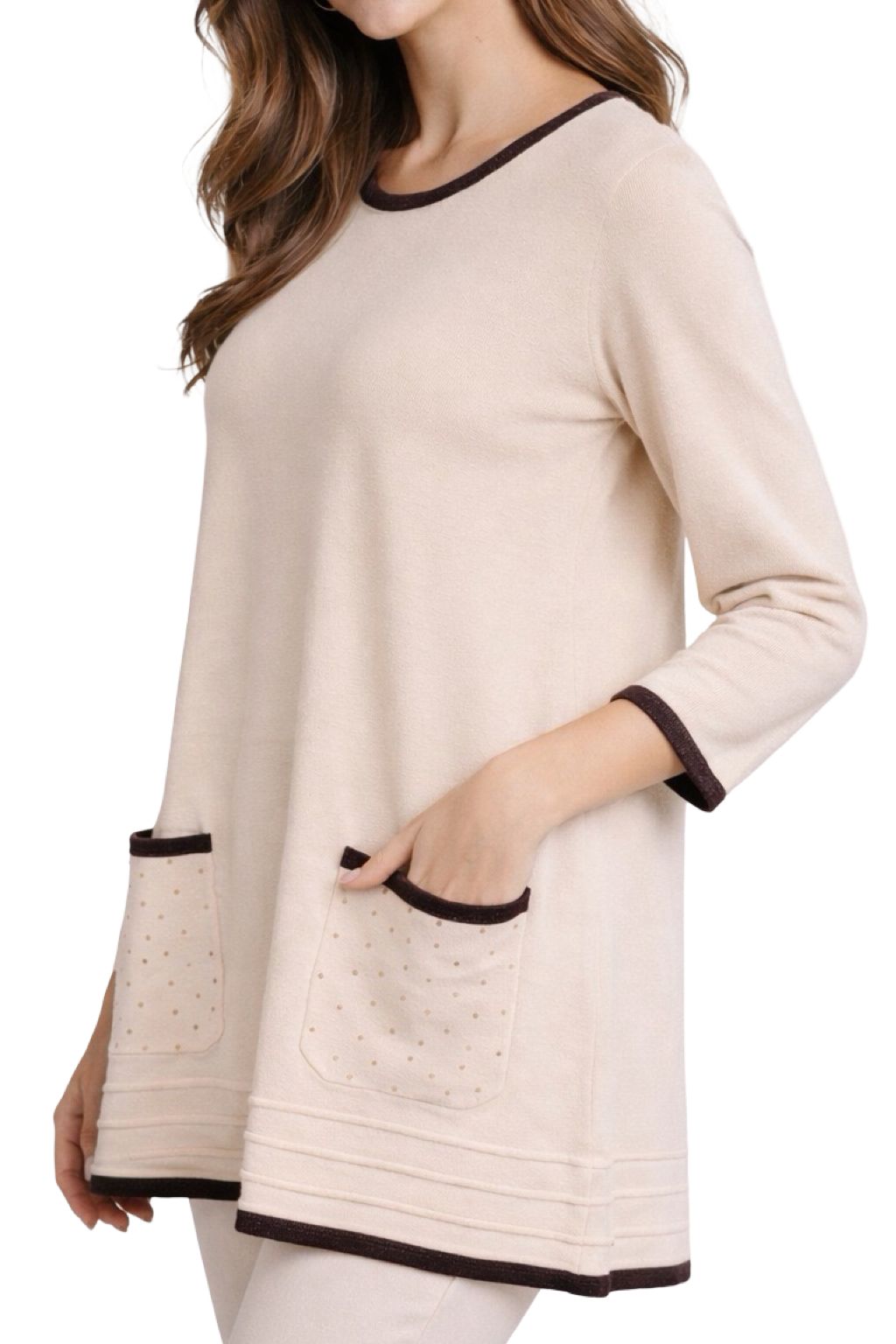 Maglia Lunga Brillantini su Tasche