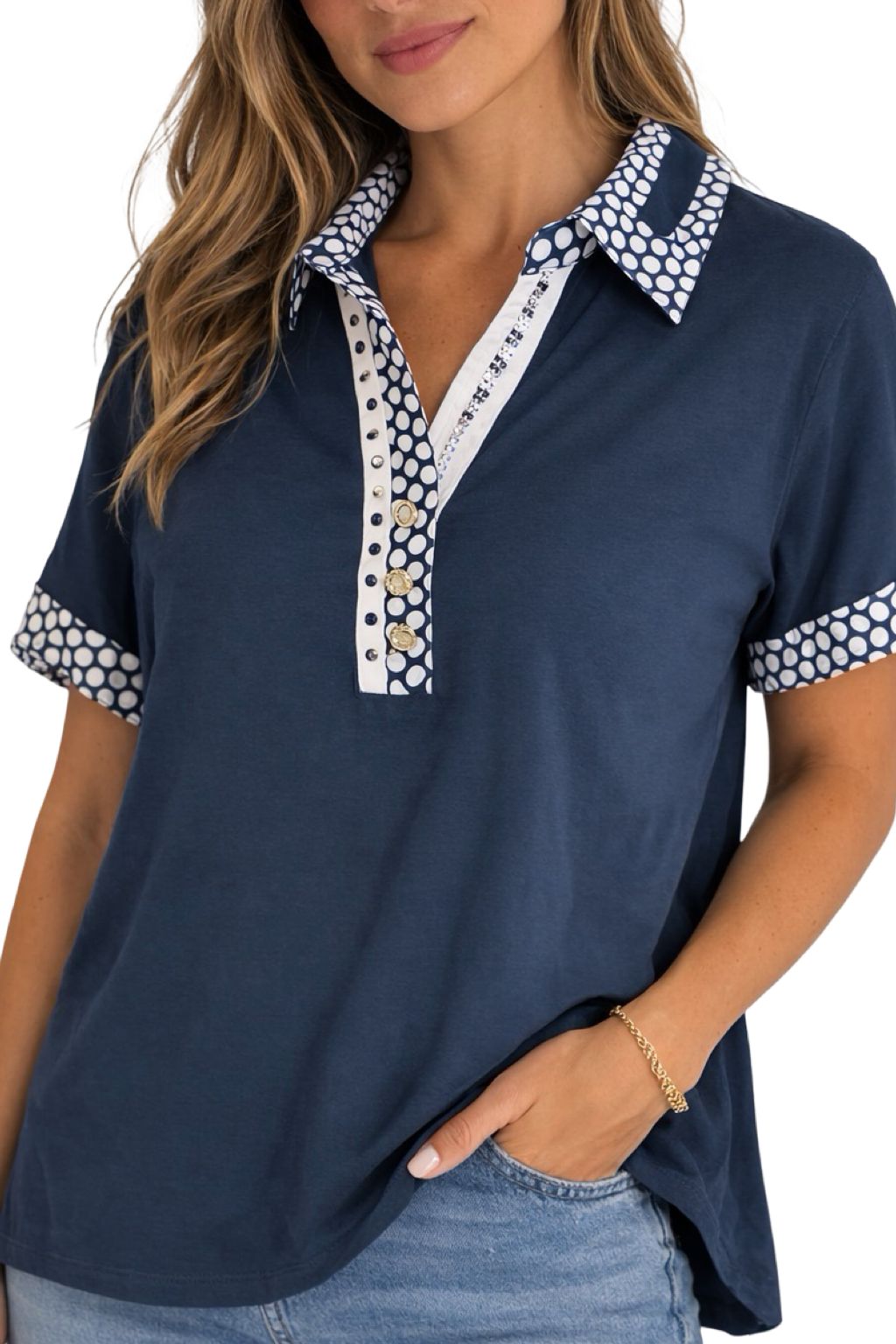 Polo con Dettagli Pois
