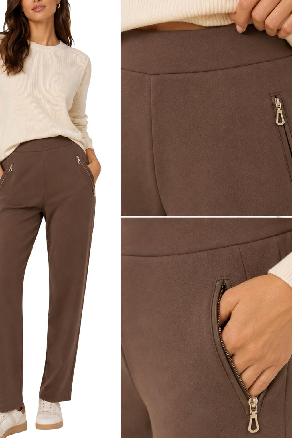 Pantaloni con riporto in ecopelle