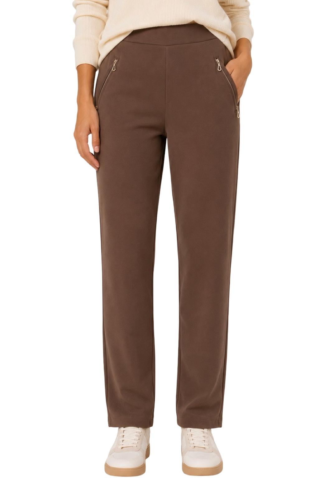 Pantaloni con riporto in ecopelle